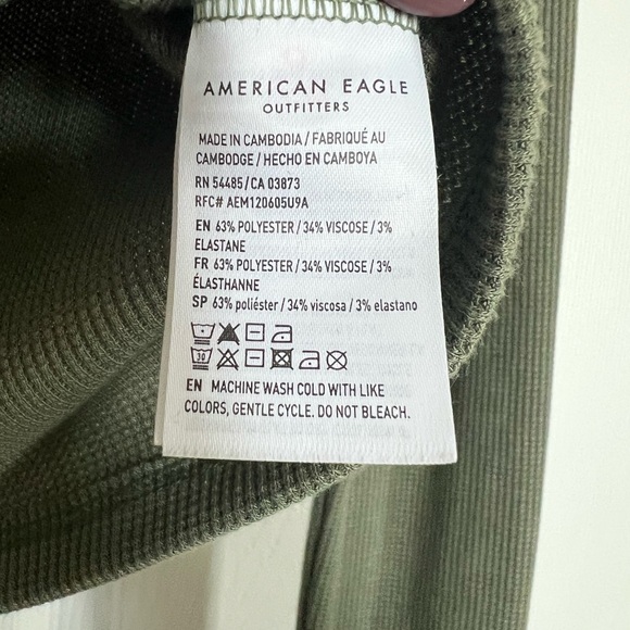 American Eagle Olive Green Ribbed Long Sleeve Turtleneck - Picture 6 of 6